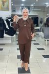 Sukuba pantolonlu takım Kahverengi