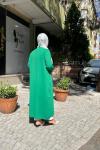 Tam boy nervur detaylı hırka Yeşil