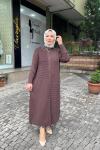 Tam boy nervur detaylı hırka Kahverengi
