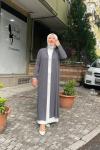 Tam boy örme hırka  Gri