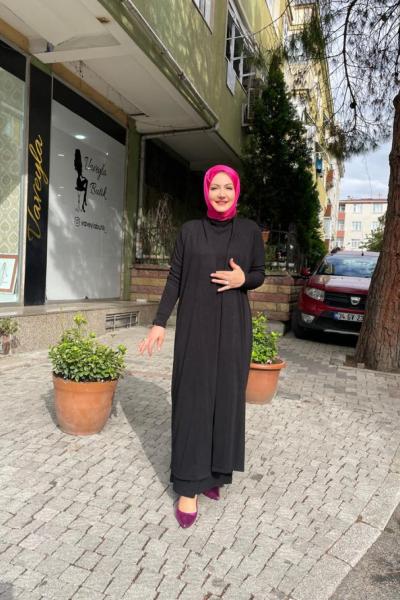 Tam boy örme hırka  Anadolu Siyahı