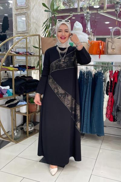 Taş deyatli elbıse Siyah