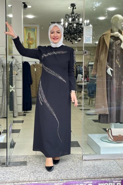 Taşli abıye Siyah