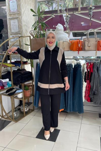 Taşli eşortman takımı  Siyah