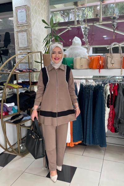 Taşli eşortman takımı  Bej