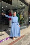 Tensel ipek ikili elbıse Mavi