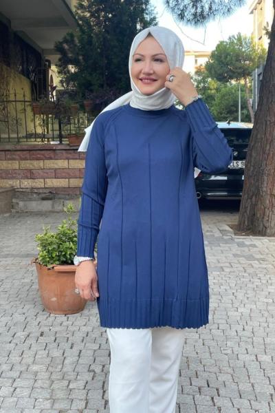 Ters düz örgülü tunik Lacivert
