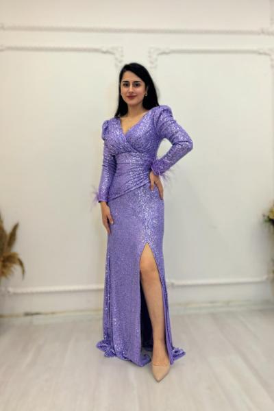 Uzun kollu palet abıye Lila