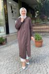 Uzun önden dügmeli hırka Acı Kahve
