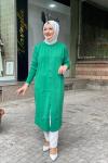 Uzun önden dügmeli hırka Yeşil