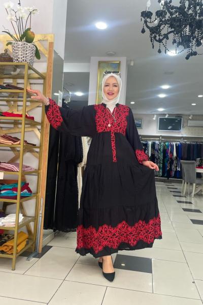 Viskon kamufule elbise Anadolu Siyahı