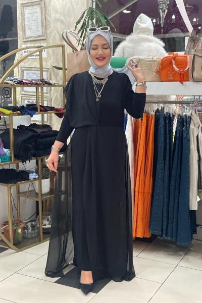 Volanlı tulum  Siyah