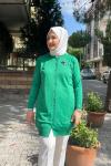 Yaka ineli kısa hırka Su Yeşili