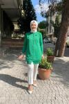 Yaka ineli kısa hırka Su Yeşili