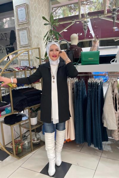 Yakalı hırka Siyah