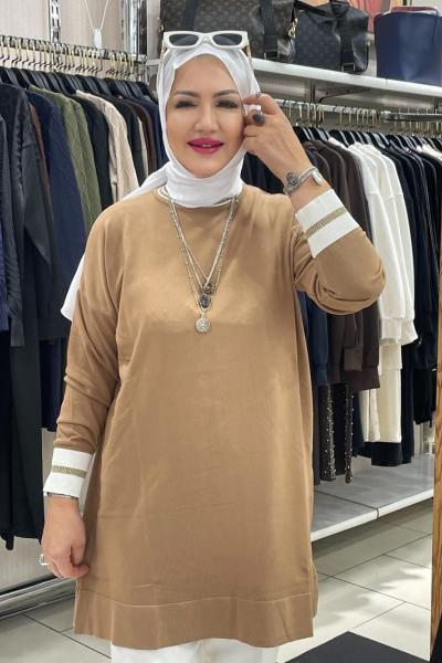 Yakası simli tunık  Bej