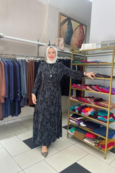 Yan detayı fermuarlı elbıse Siyah