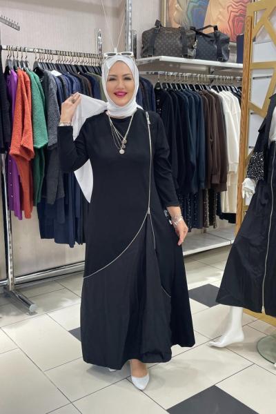Yandan fermuarlı elbıse Siyah
