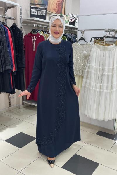 Yandan kapaklı abıye Lacivert