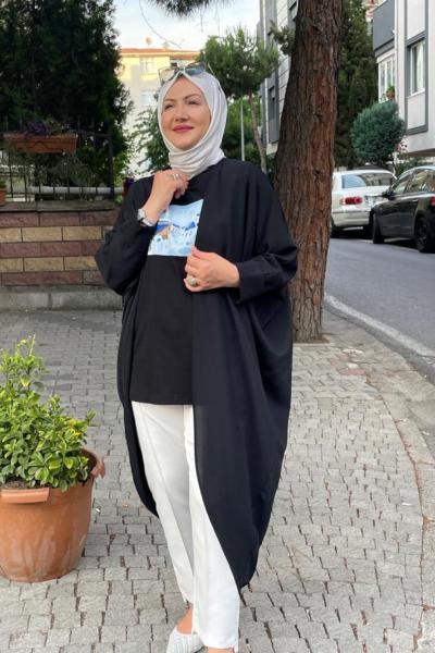 Yarasa kol oversize hırka Siyah