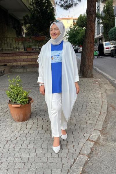 Yarasa kol oversize hırka Ekru