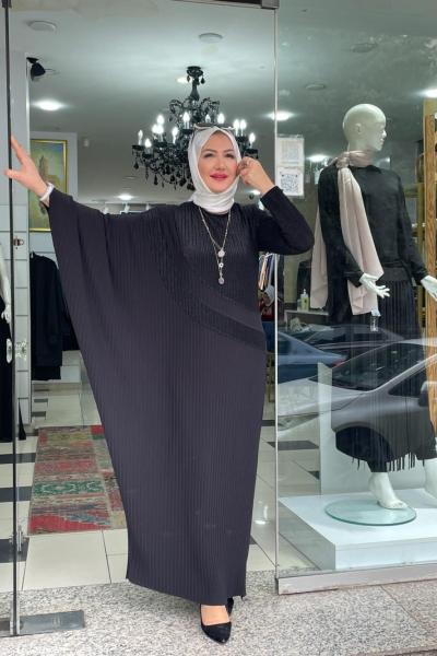 Yarasa kol elbıse Siyah