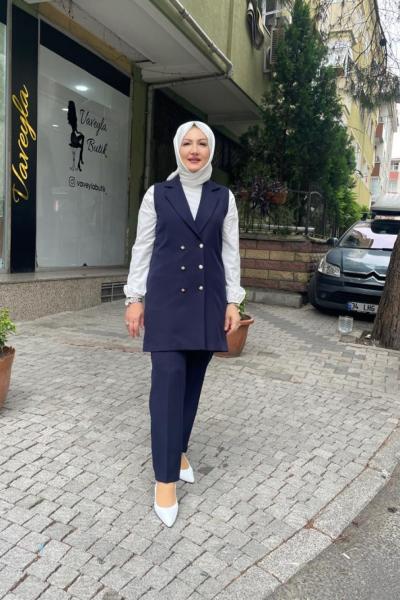 Yelekli pantolonlu takım Lacivert